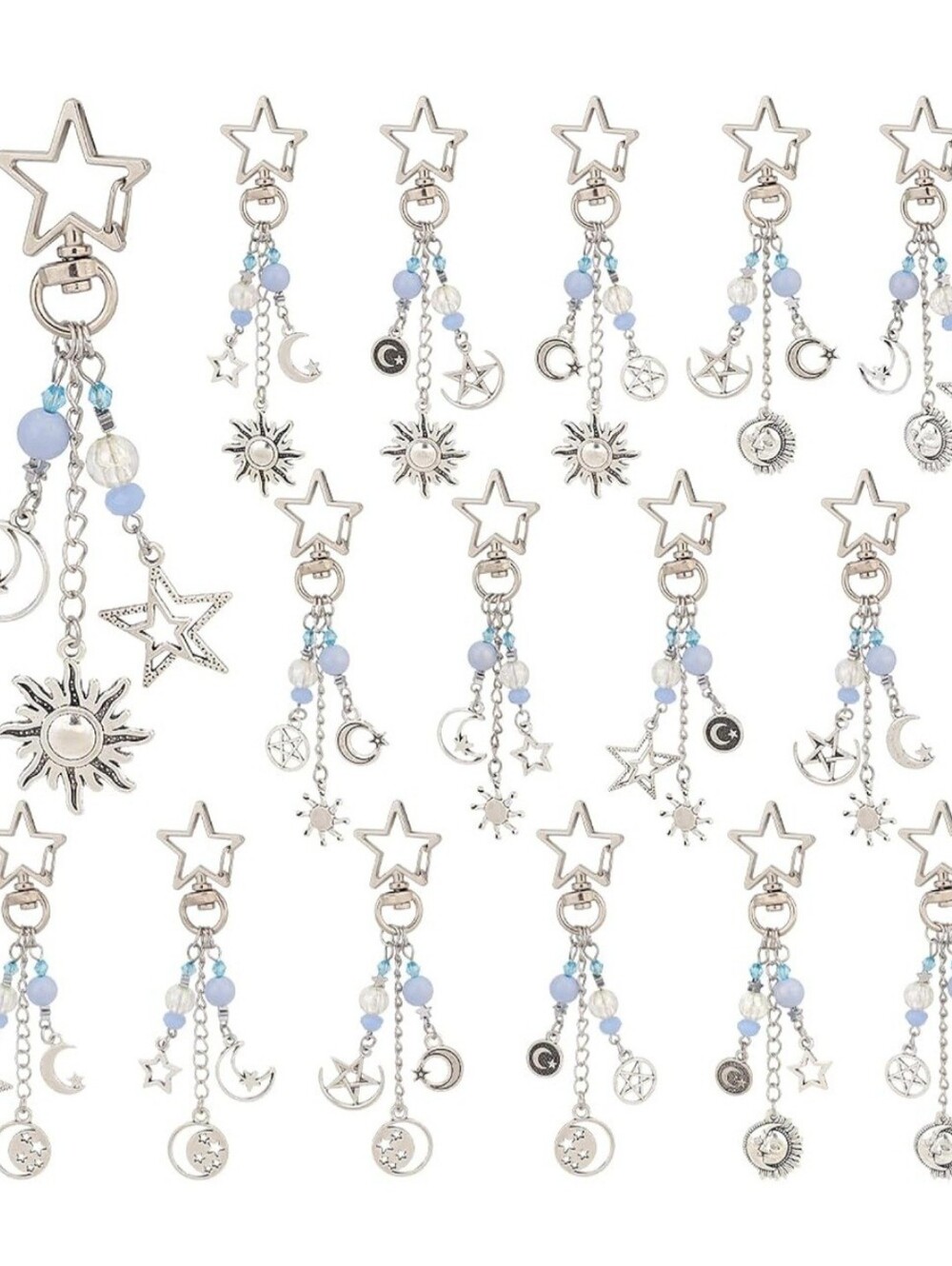 Silver Star & Celestial Charm Dangle Bag Charm/key Chains You Get 4 Random